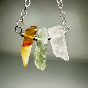 Triple Crystal Necklace Adjustable Chain New in Box